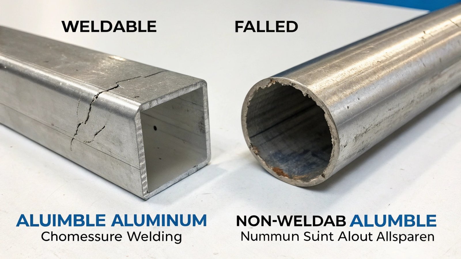 Two bars of the same weight: a thick, large aluminum bar and a thin, small steel bar. The aluminum bar is clearly stronger for its weight.